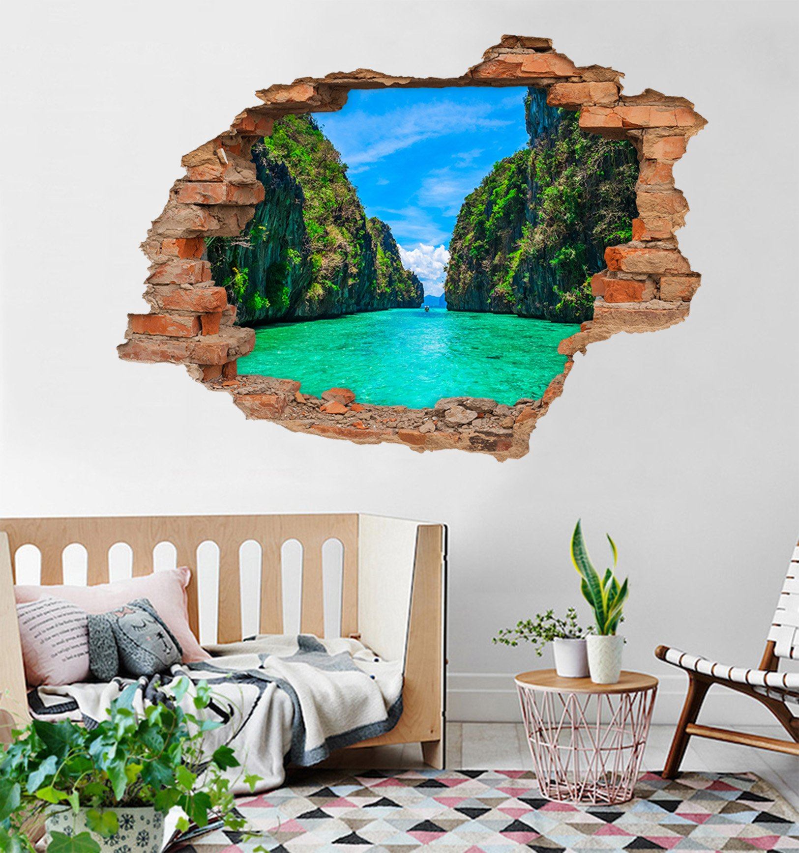 3D Mountain River Scenery 222 Broken Wall Murals Wallpaper AJ Wallpaper 