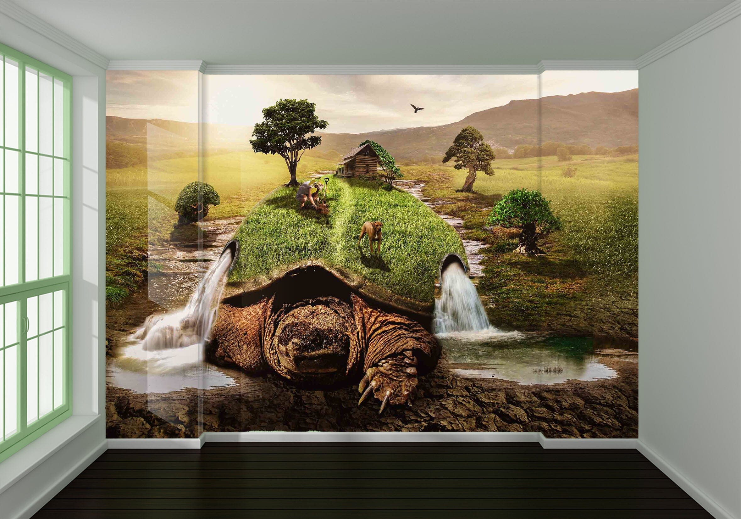 3D Greenland Turtle 1060 Wall Murals Wallpaper AJ Wallpaper 2 