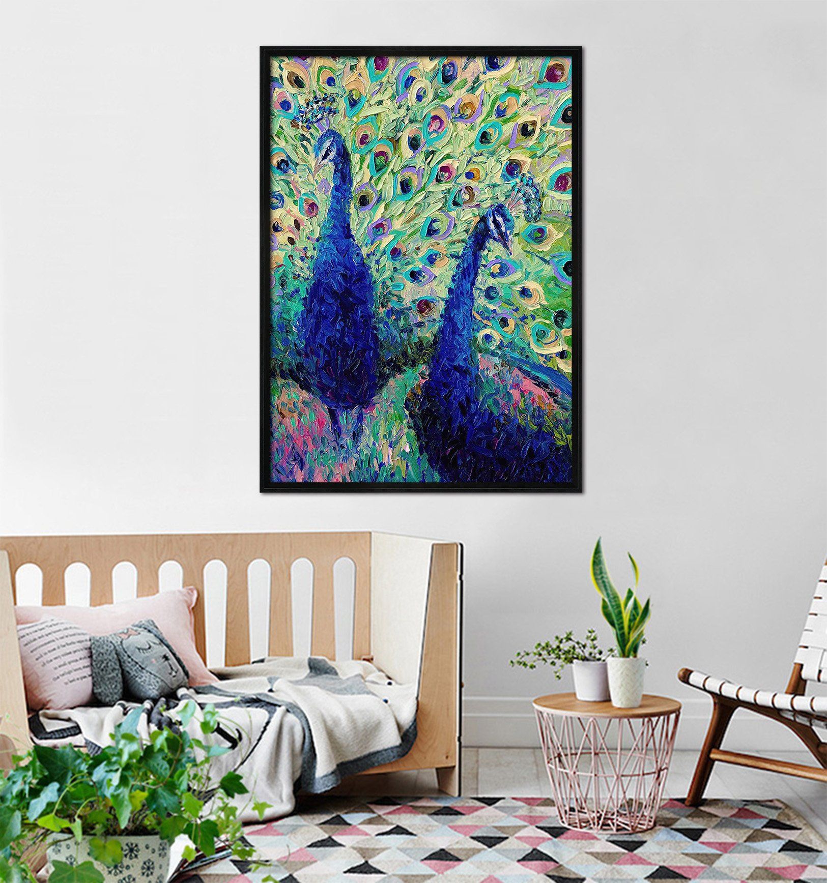 3D Beautiful Peacock 096 Fake Framed Print Painting Wallpaper AJ Creativity Home 