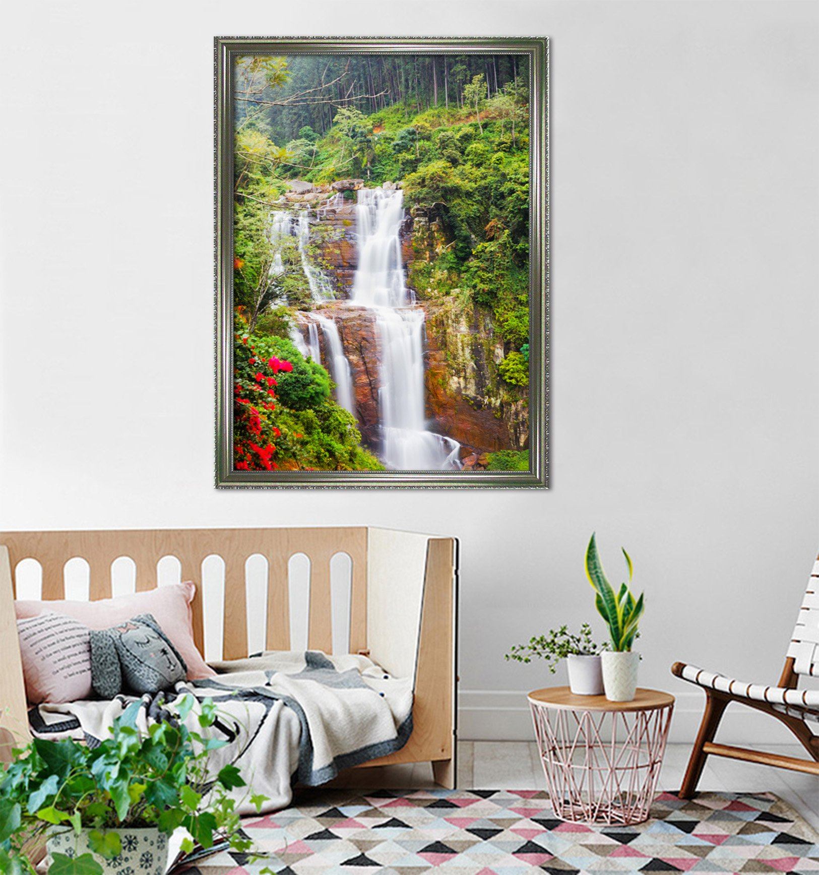 3D Forest Falls 120 Fake Framed Print Painting Wallpaper AJ Creativity Home 