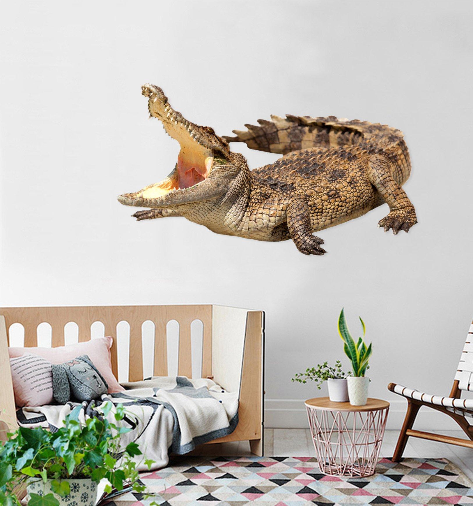 3D Crocodile Open Mouth 055 Animals Wall Stickers Wallpaper AJ Wallpaper 
