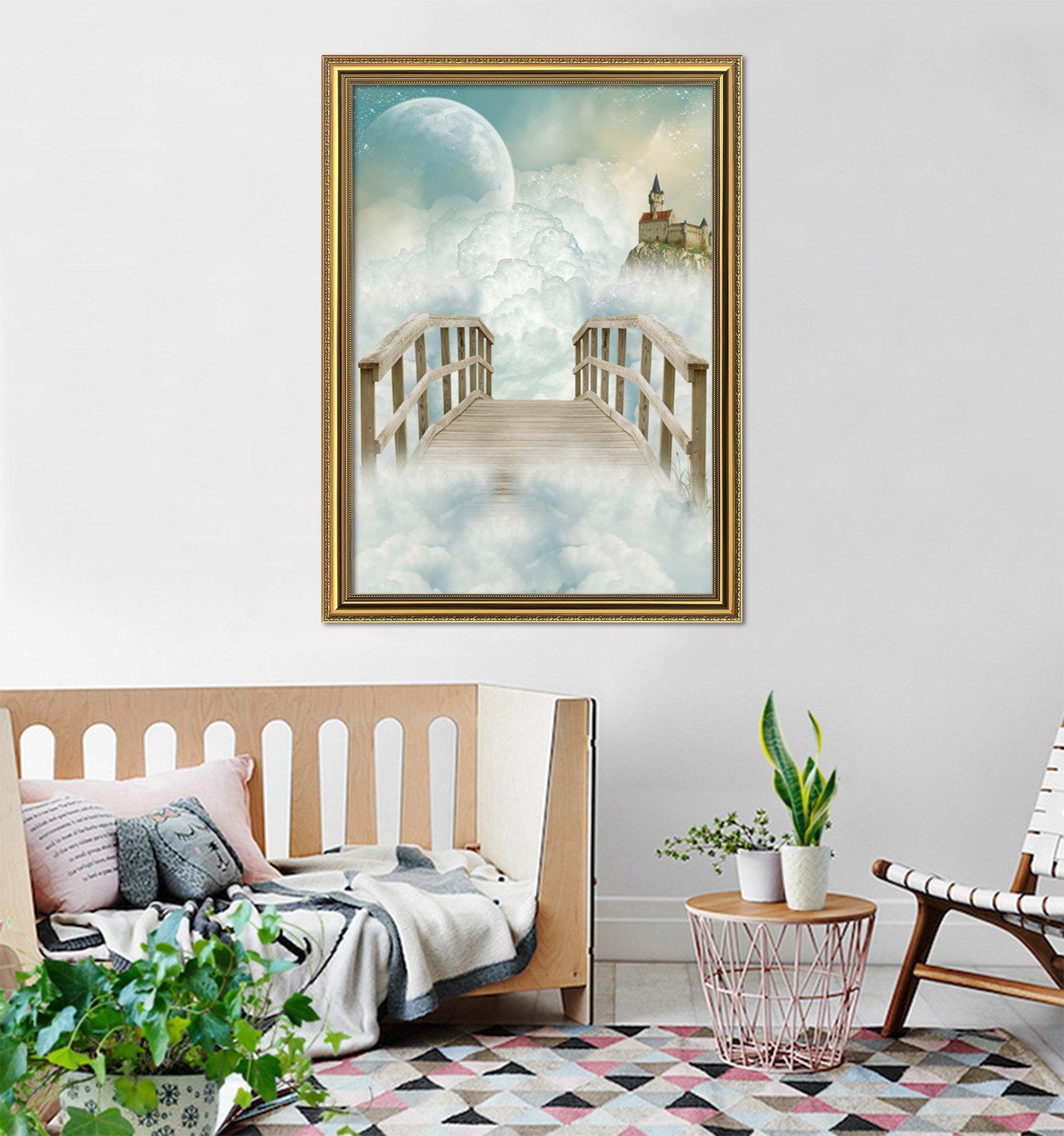 3D Cloud Bridge 036 Fake Framed Print Painting Wallpaper AJ Creativity Home 