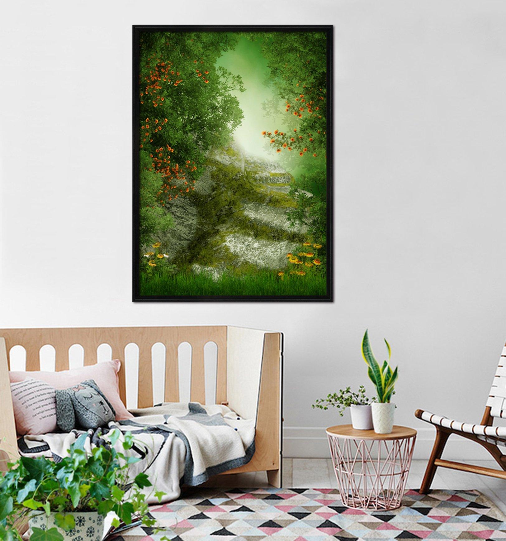 3D Woods Flowers 057 Fake Framed Print Painting Wallpaper AJ Creativity Home 