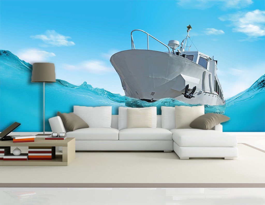 3D Blue Ship Sky 239 Wallpaper AJ Wallpaper 