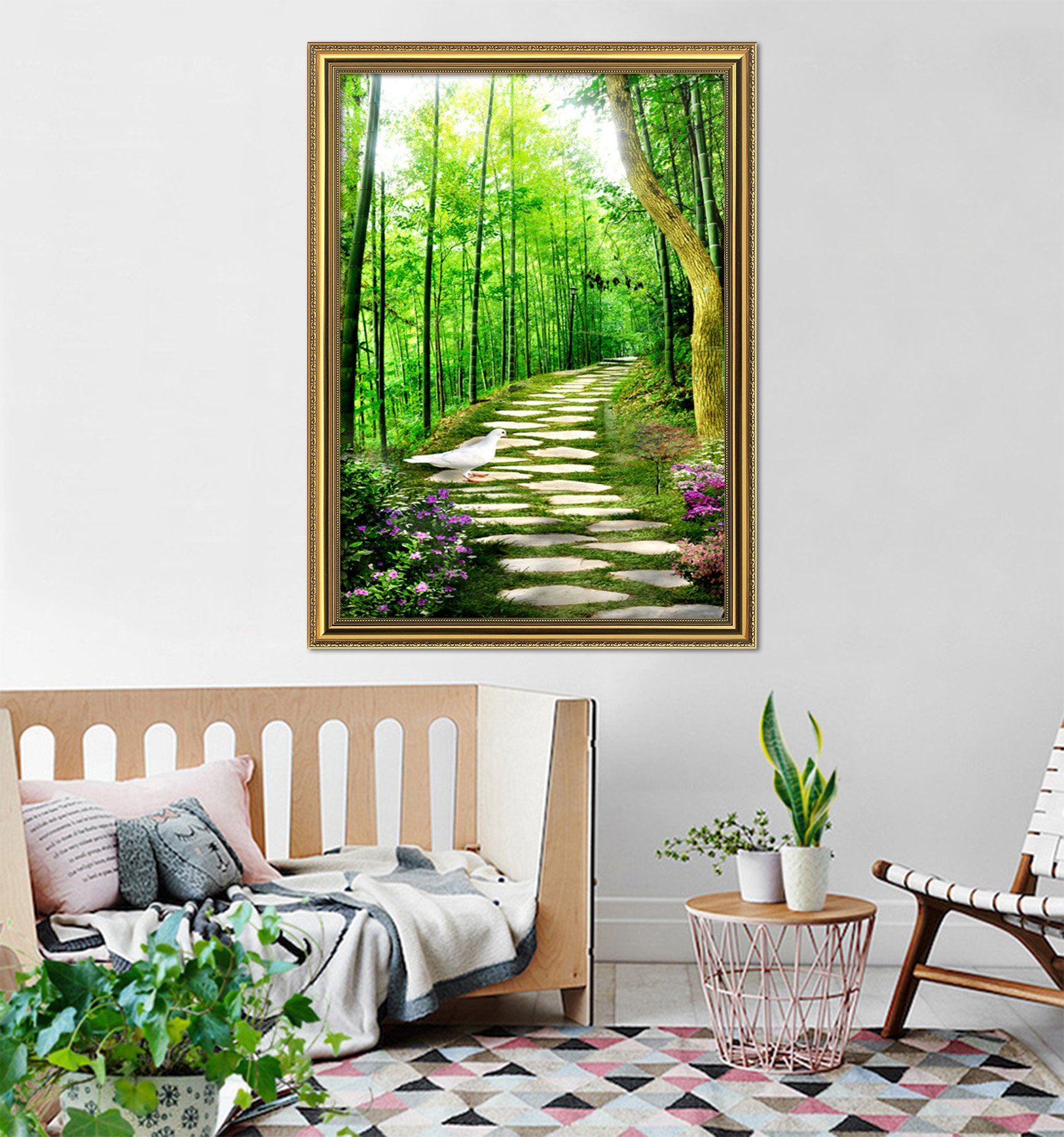 3D Stone Path 068 Fake Framed Print Painting Wallpaper AJ Creativity Home 