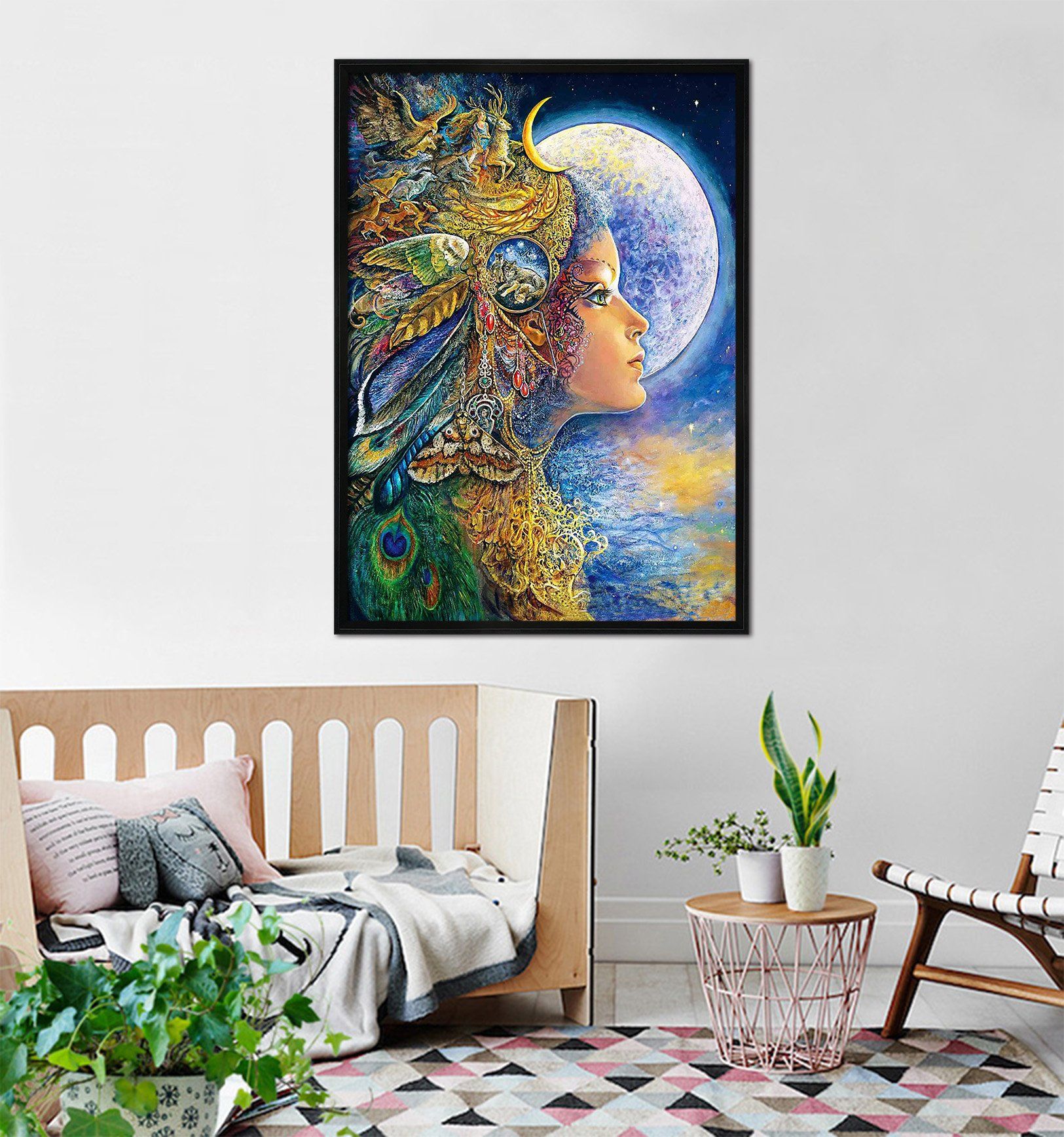 3D Moon Woman 102 Fake Framed Print Painting Wallpaper AJ Creativity Home 