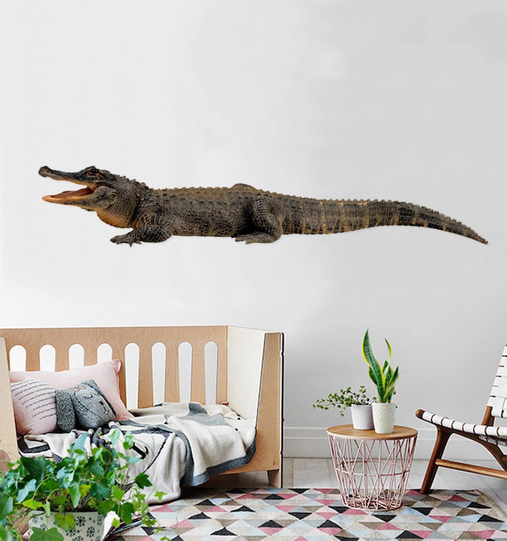 3D Crocodile Looking Up 057 Animals Wall Stickers Wallpaper AJ Wallpaper 