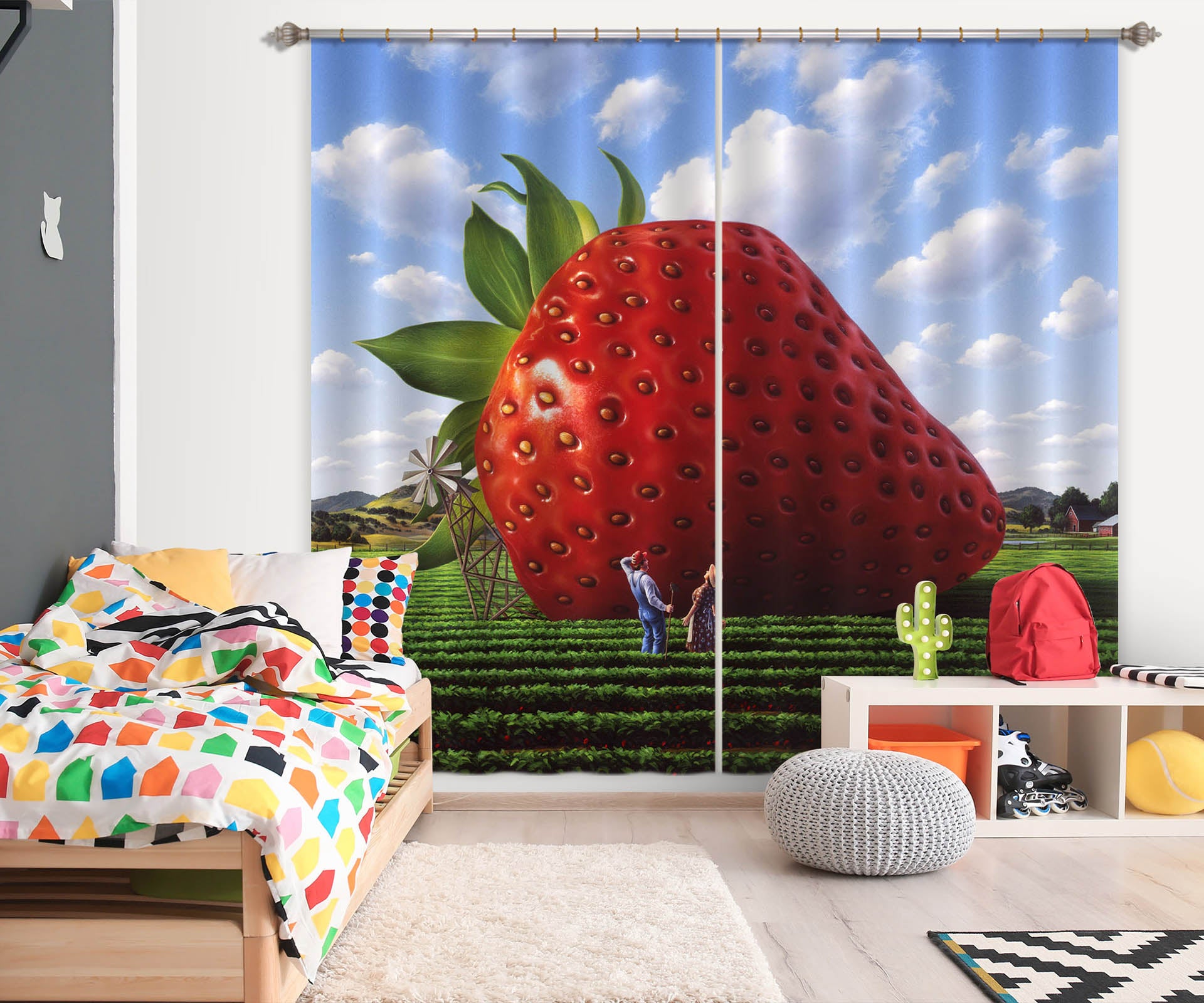 3D Giant Strawberry 86079 Jerry LoFaro Curtain Curtains Drapes