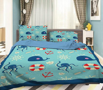 3D Mullet Whale 006 Bed Pillowcases Quilt Wallpaper AJ Wallpaper 