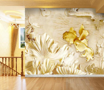 3D Golden flower carving Wallpaper AJ Wallpaper 1 