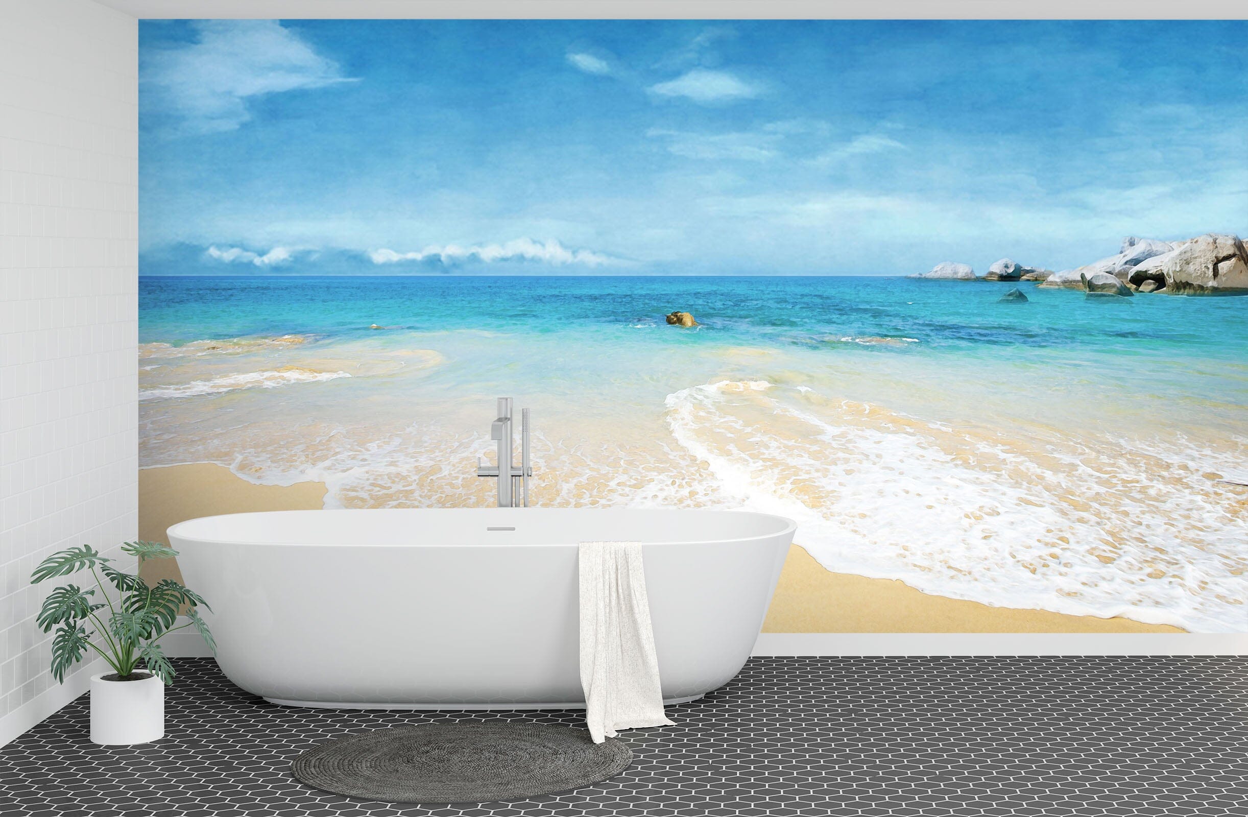 3D Watercolor Beach 101 Wall Murals Wallpaper AJ Wallpaper 2 