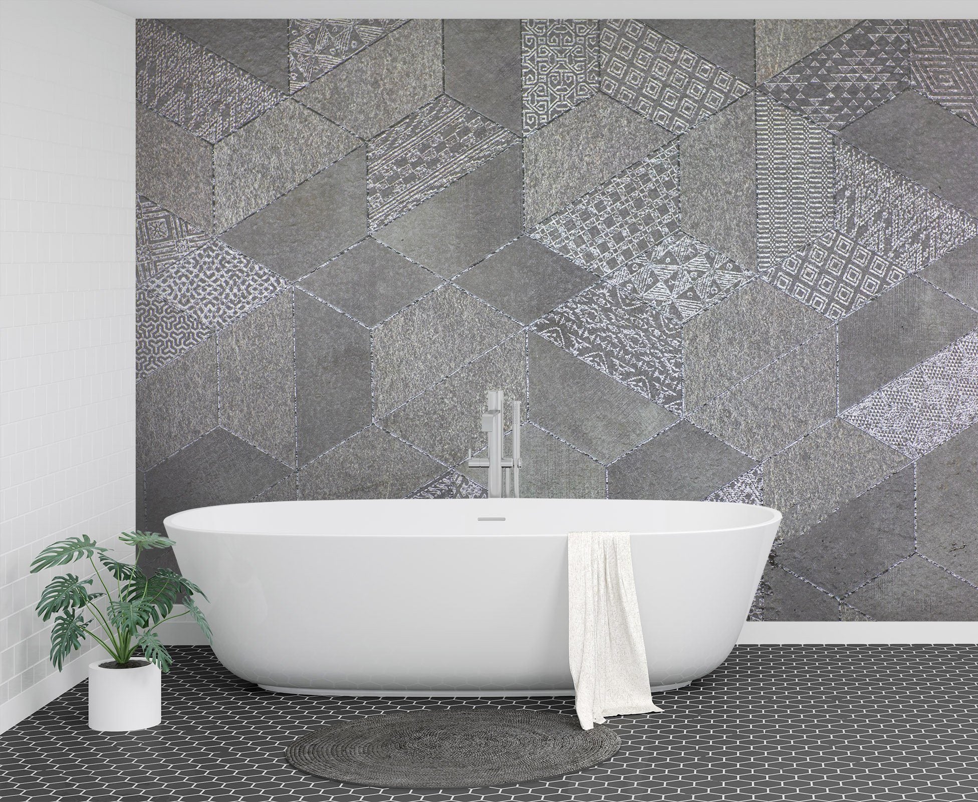 3D Polygonal Pattern 081 Marble Tile Texture Wallpaper AJ Wallpaper 2 