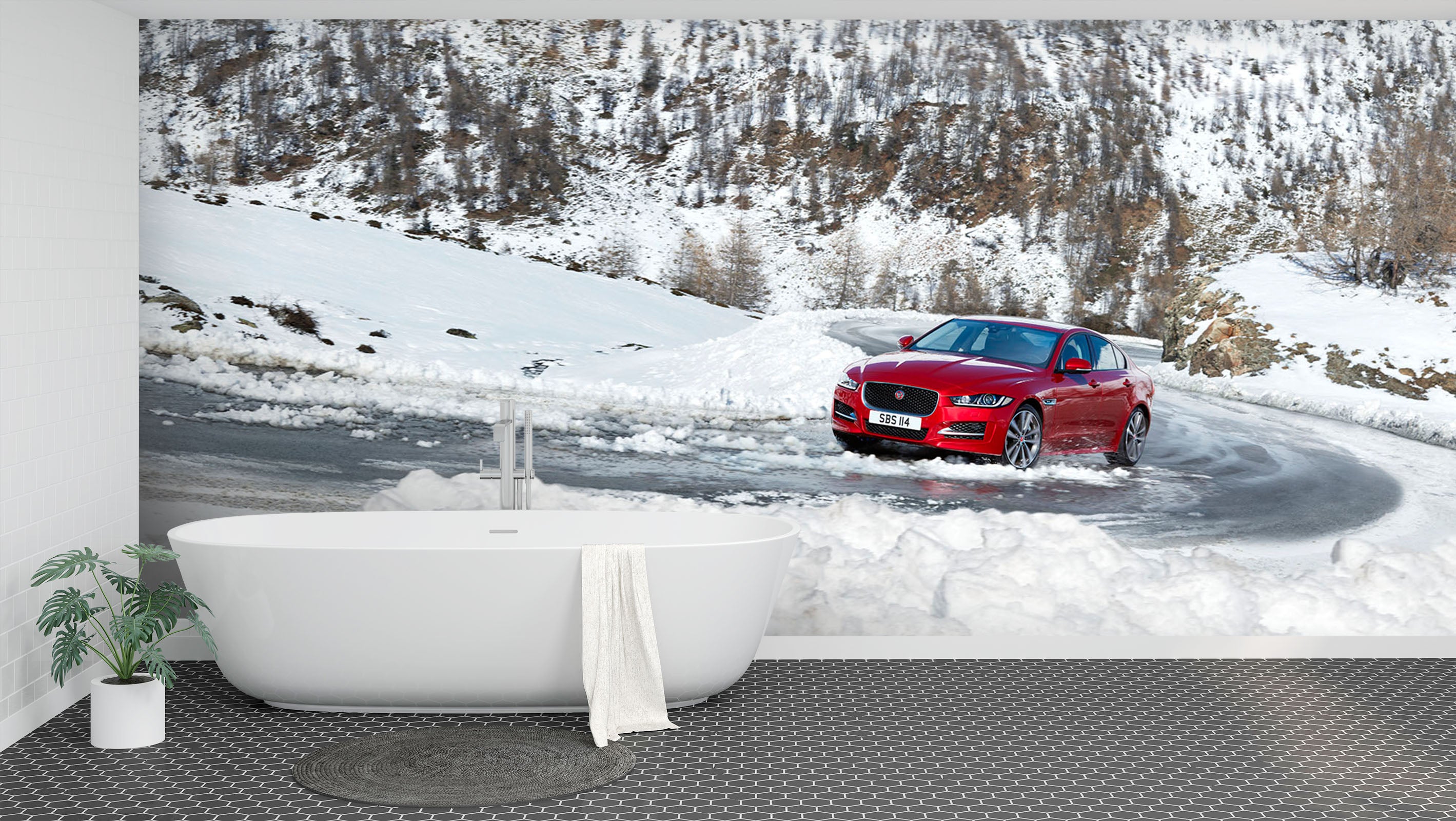 3D White Snow Car 033 Vehicle Wall Murals