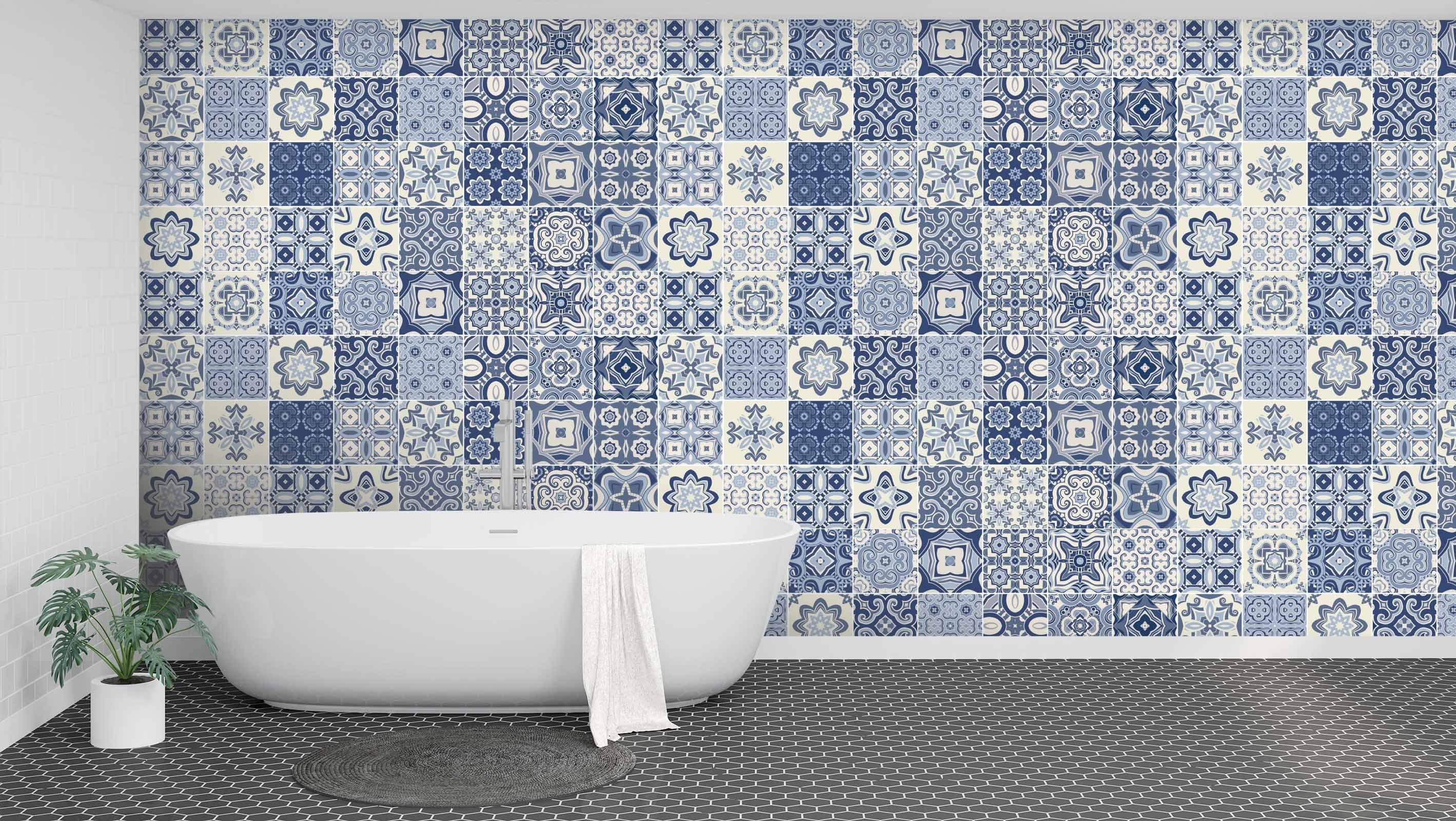 3D Blue Handmade Mosaic Pattern 099 Marble Tile Texture Wallpaper AJ Wallpaper 2 