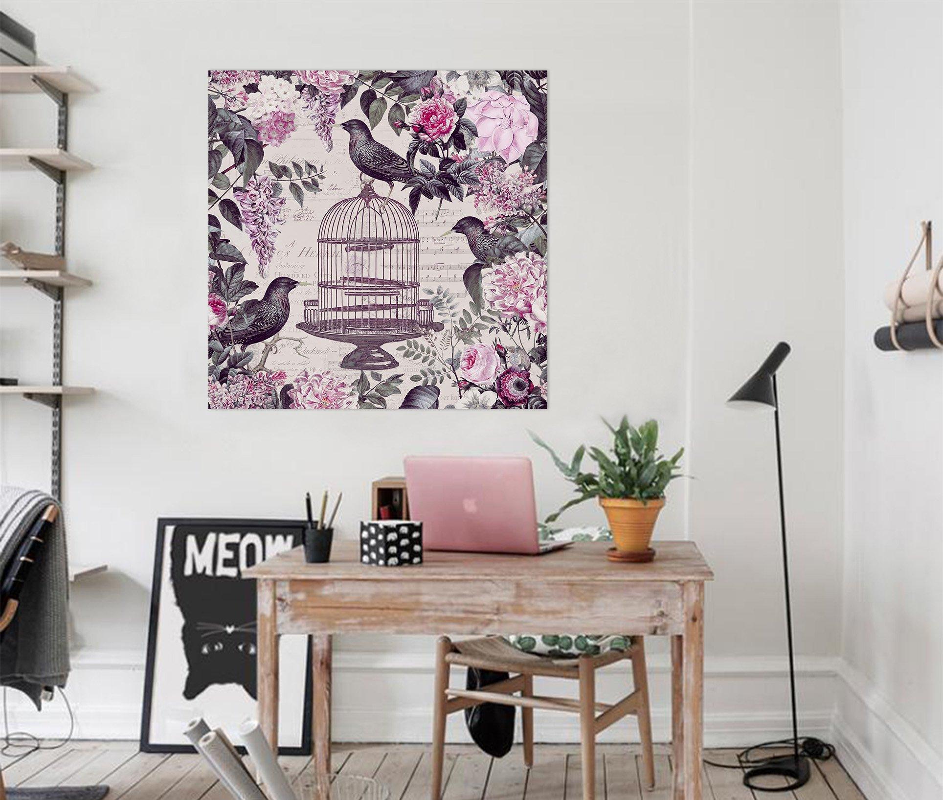 3D Birdcage And Flowers 048 Andrea haase Wall Sticker Wallpaper AJ Wallpaper 2 