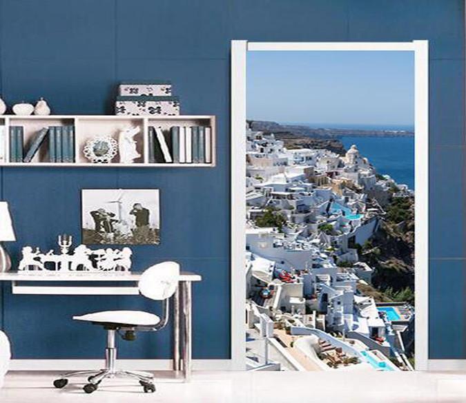 3D beside the sea village door mural Wallpaper AJ Wallpaper 