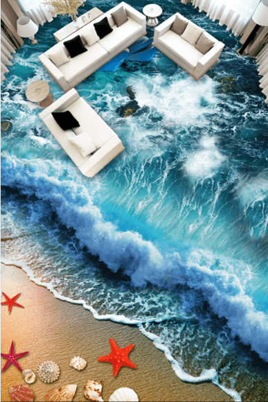 3D Beach Wave Floor Mural Wallpaper AJ Wallpaper 2 
