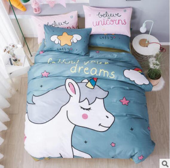 3D Cartoons Blue Unicorn 50092 Bed Pillowcases Quilt