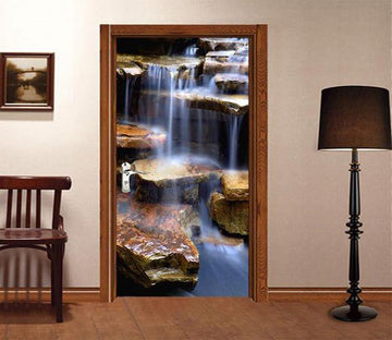 3D big stone in the river door mural Wallpaper AJ Wallpaper 