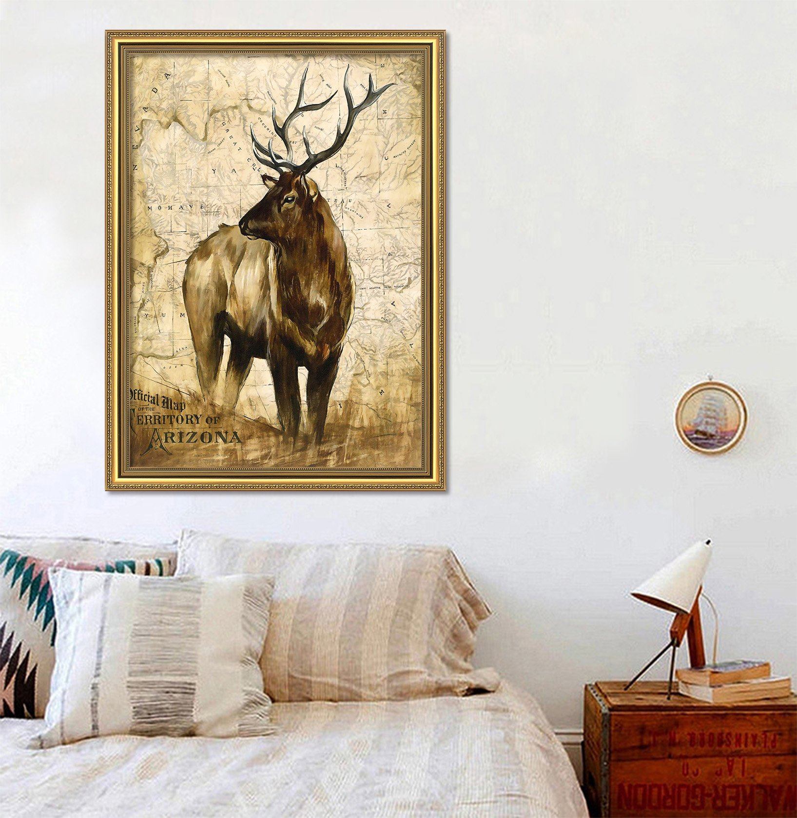 3D Leisurely Deer 108 Fake Framed Print Painting Wallpaper AJ Creativity Home 