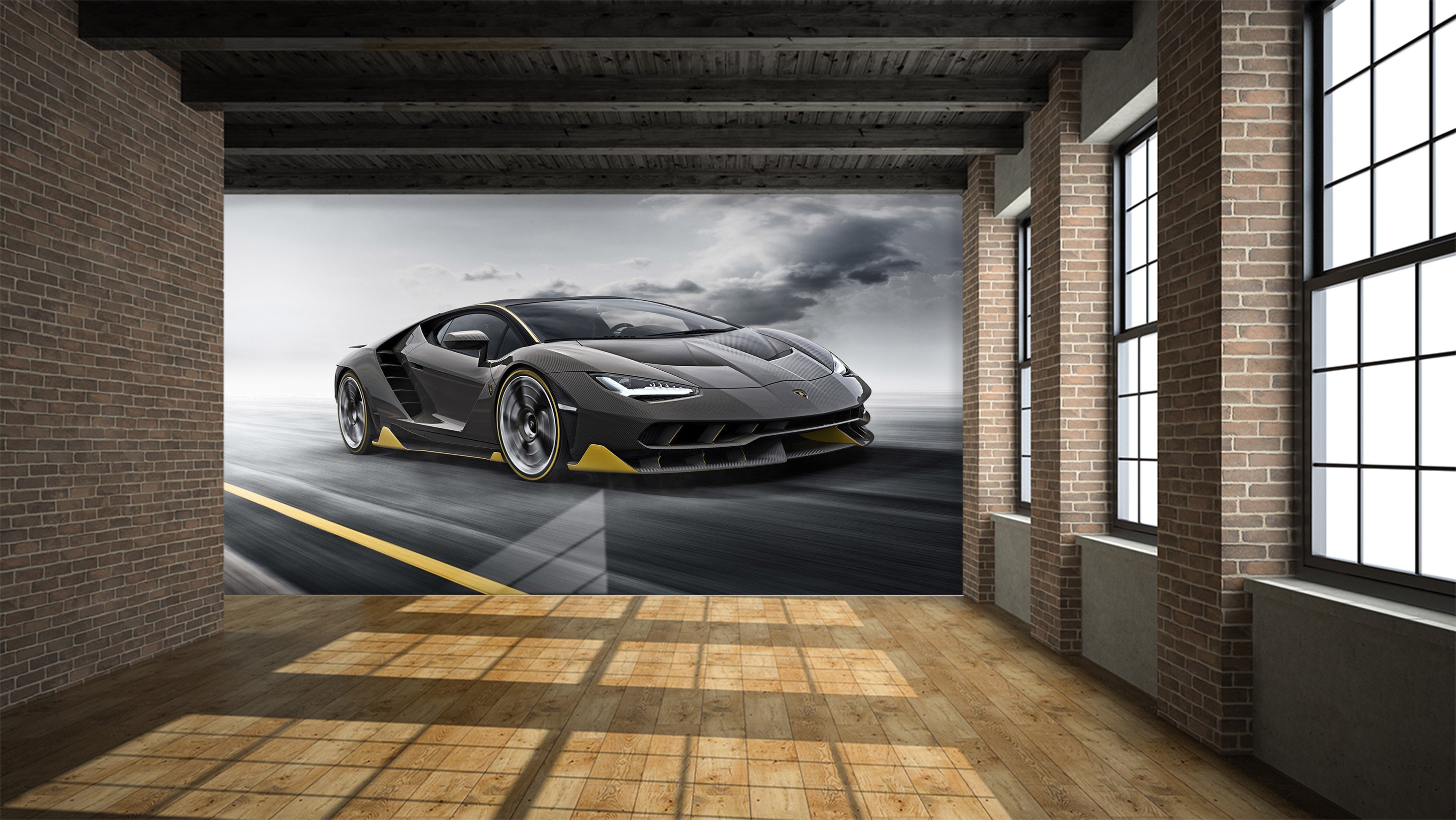 3D Black Sports Car 259 Vehicle Wall Murals