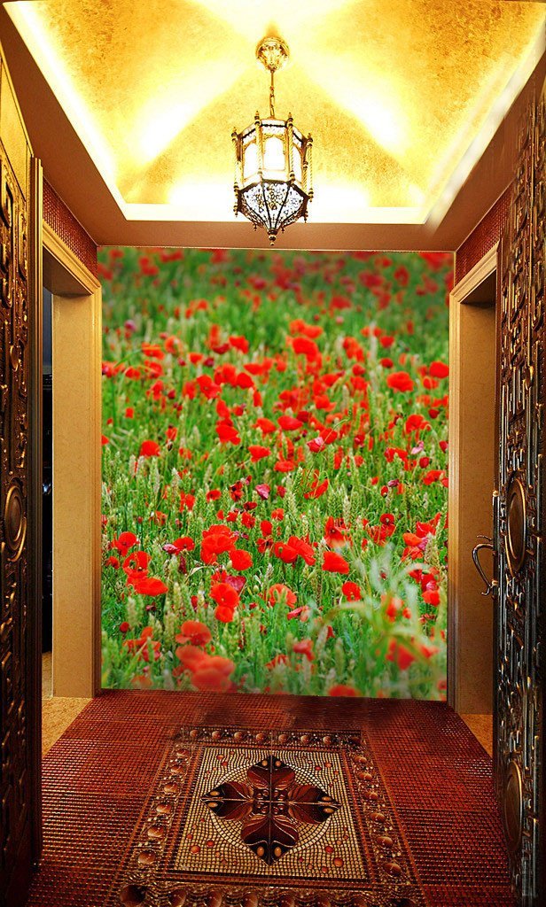 Red Flowers Field Wallpaper AJ Wallpaper 