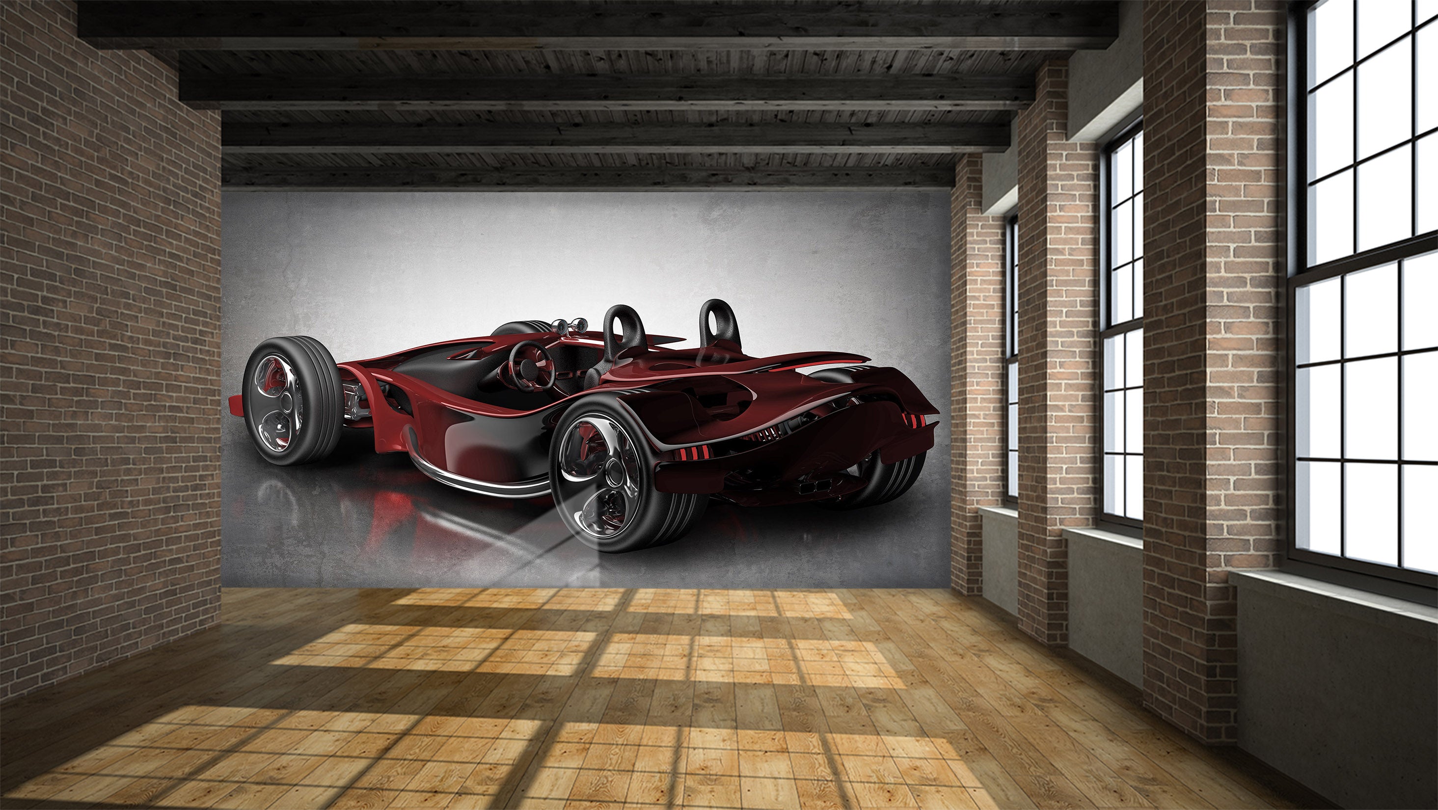 3D Red Sports Car 304 Vehicle Wall Murals