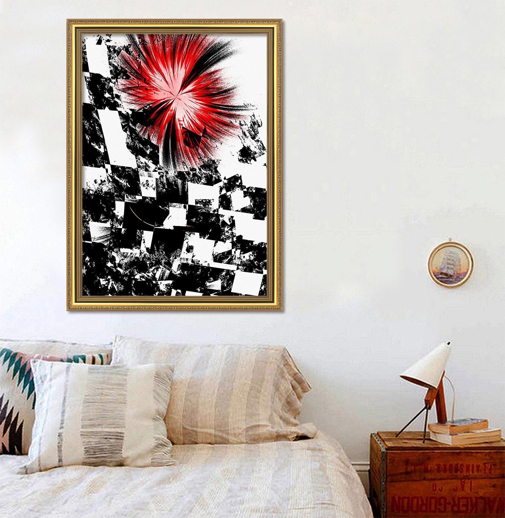 3D Red Flower 131 Fake Framed Print Painting Wallpaper AJ Creativity Home 