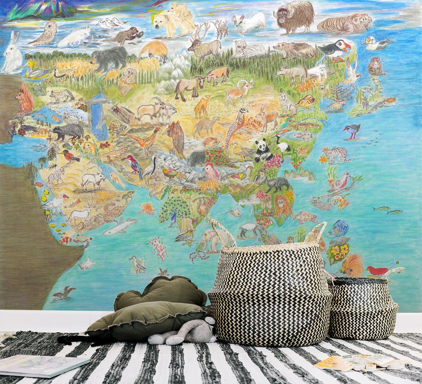 3D Animal Map 1399 Michael Sewell Wall Mural Wall Murals Wallpaper AJ Wallpaper 2 
