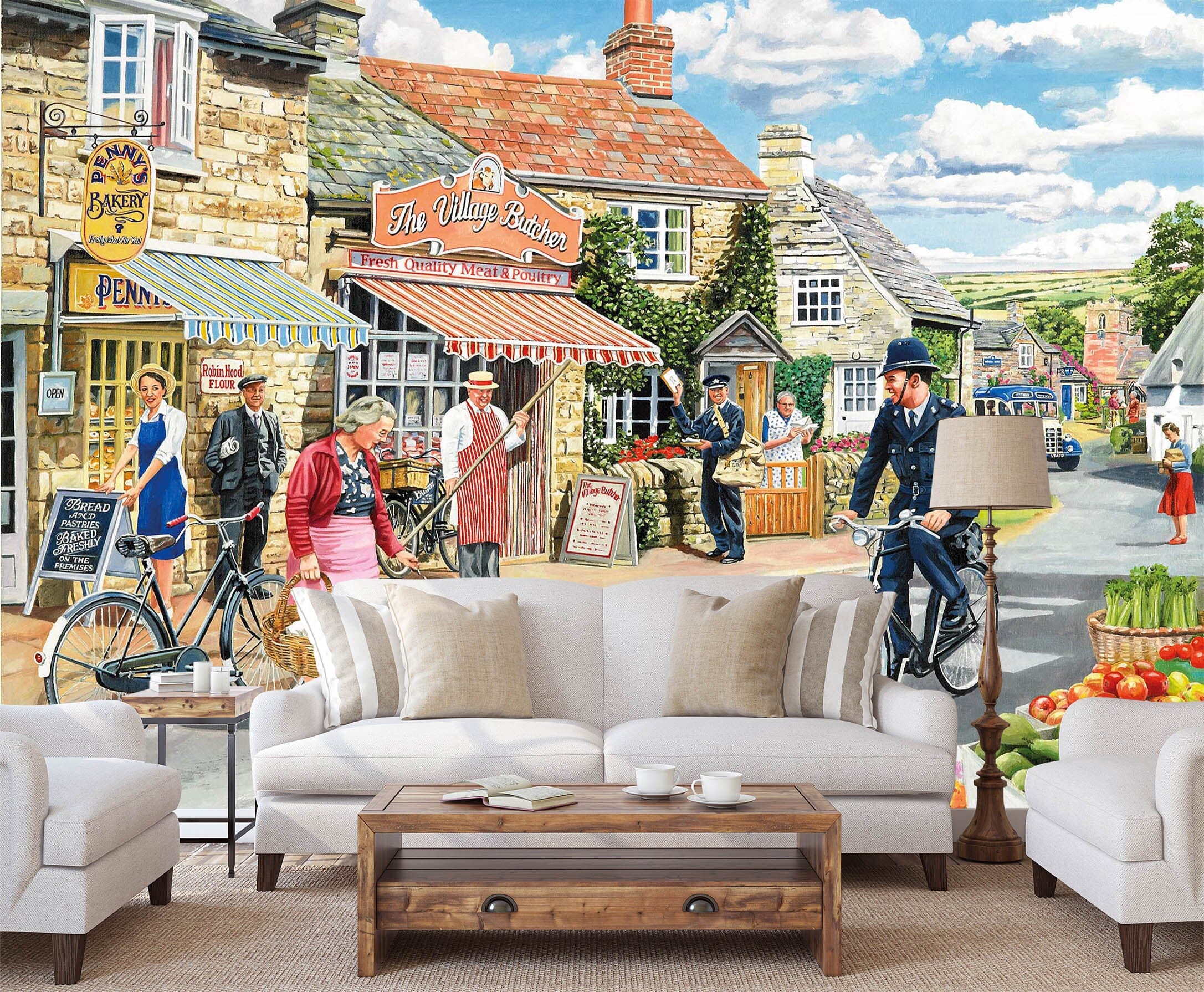 3D The Village High Street 1073 Trevor Mitchell Wall Mural Wall Murals Wallpaper AJ Wallpaper 2 