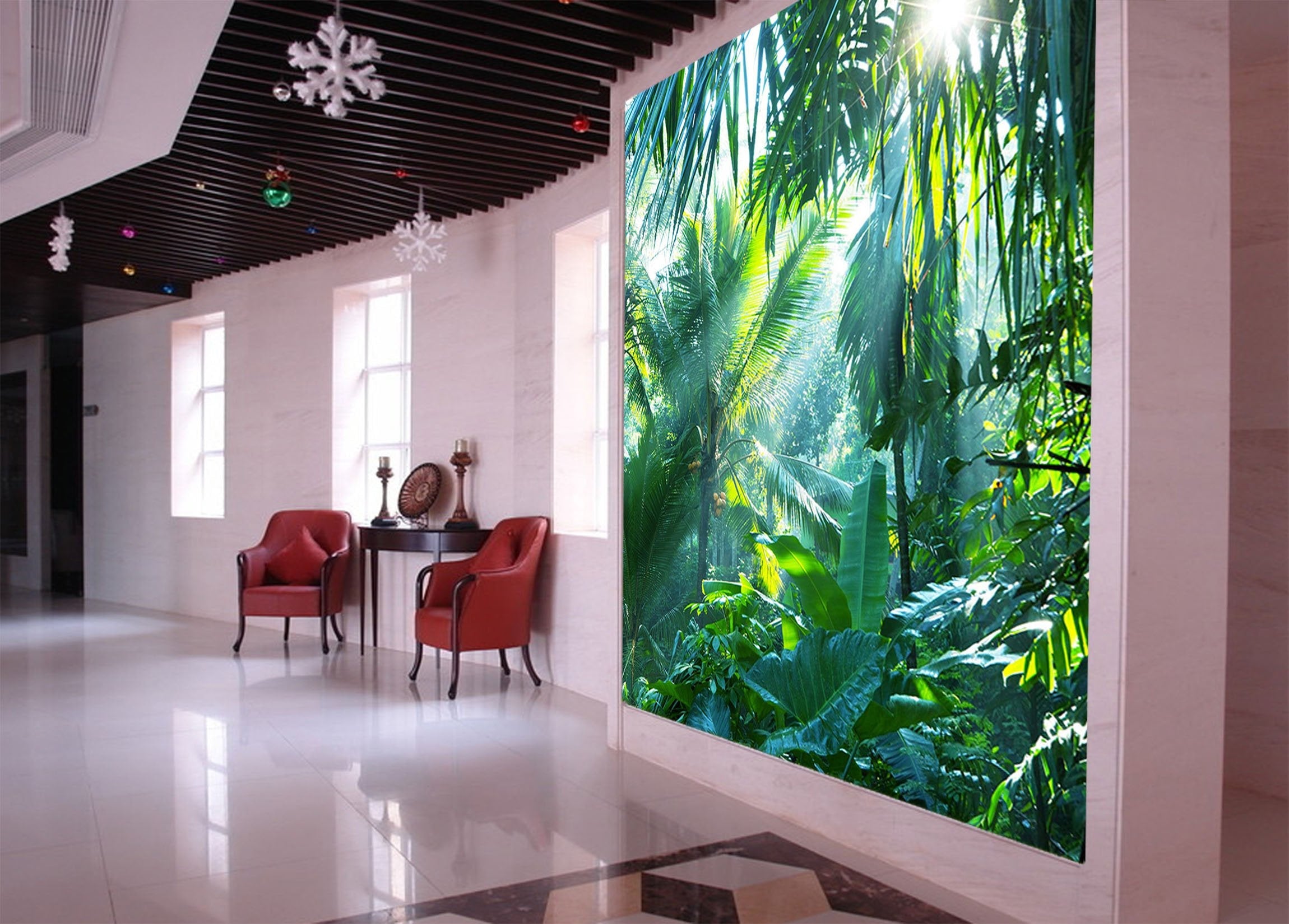 3D rain forest leaves 03 Wall Murals Wallpaper AJ Wallpaper 