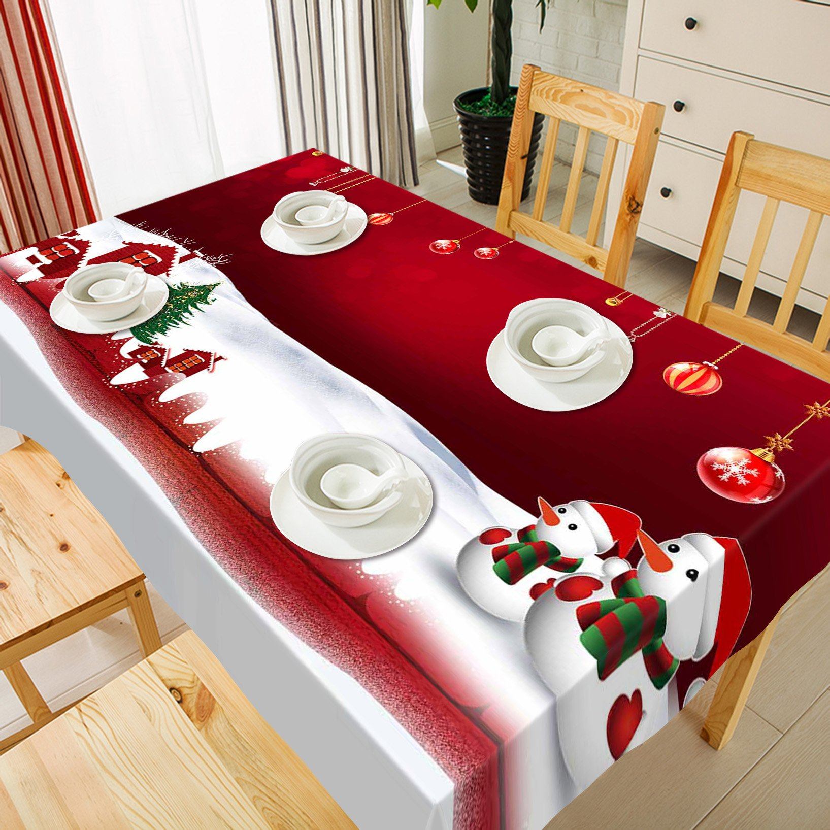 3D Decorative Red Ball 12 Tablecloths Tablecloths AJ Creativity Home 