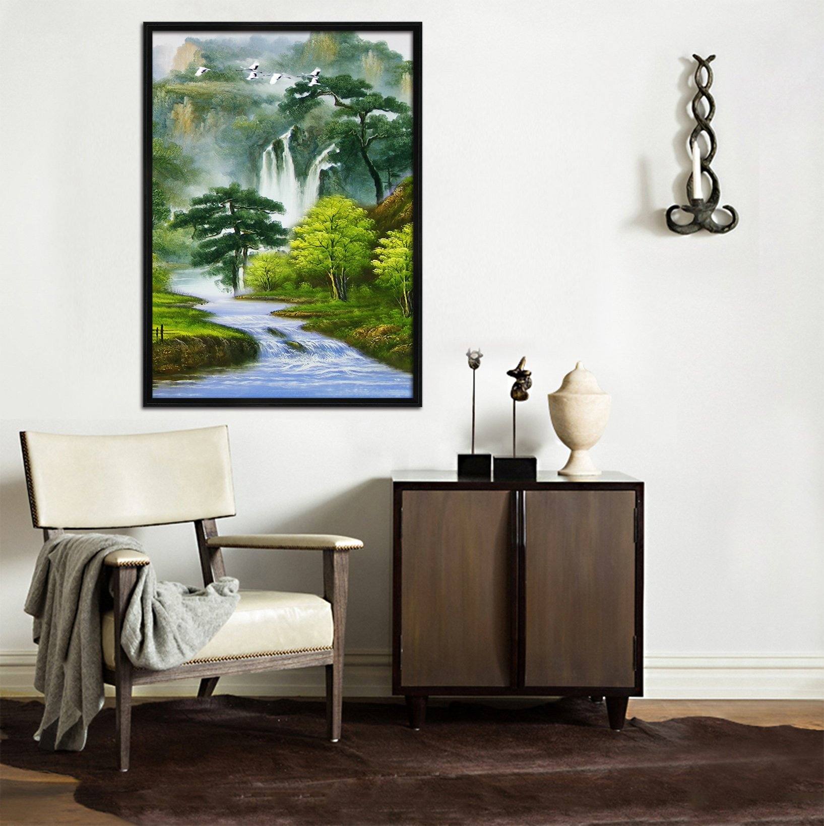 3D Natural Crowned Crane 078 Fake Framed Print Painting Wallpaper AJ Creativity Home 