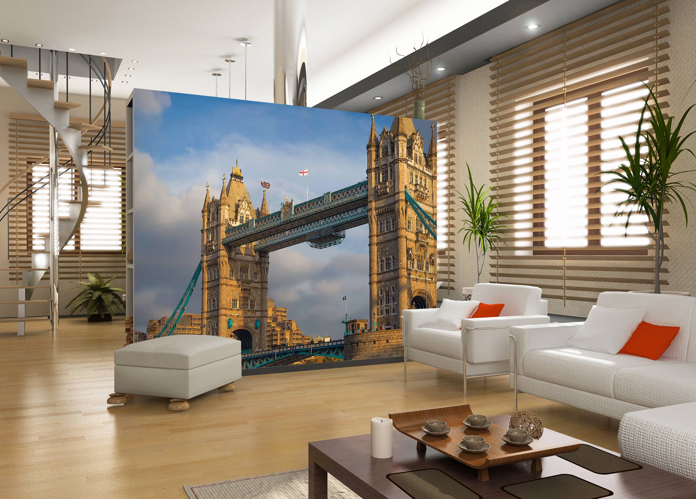 3D Bridge Building 91105 Alius Herb Wall Mural Wall Murals