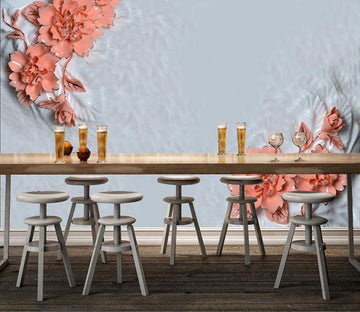 3D Pink flower carving decals Wallpaper AJ Wallpaper 1 