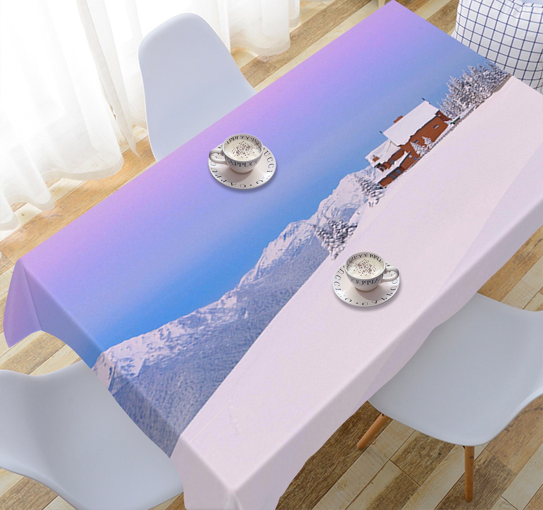 3D Snow Mountains Cottage 411 Tablecloths Wallpaper AJ Wallpaper 