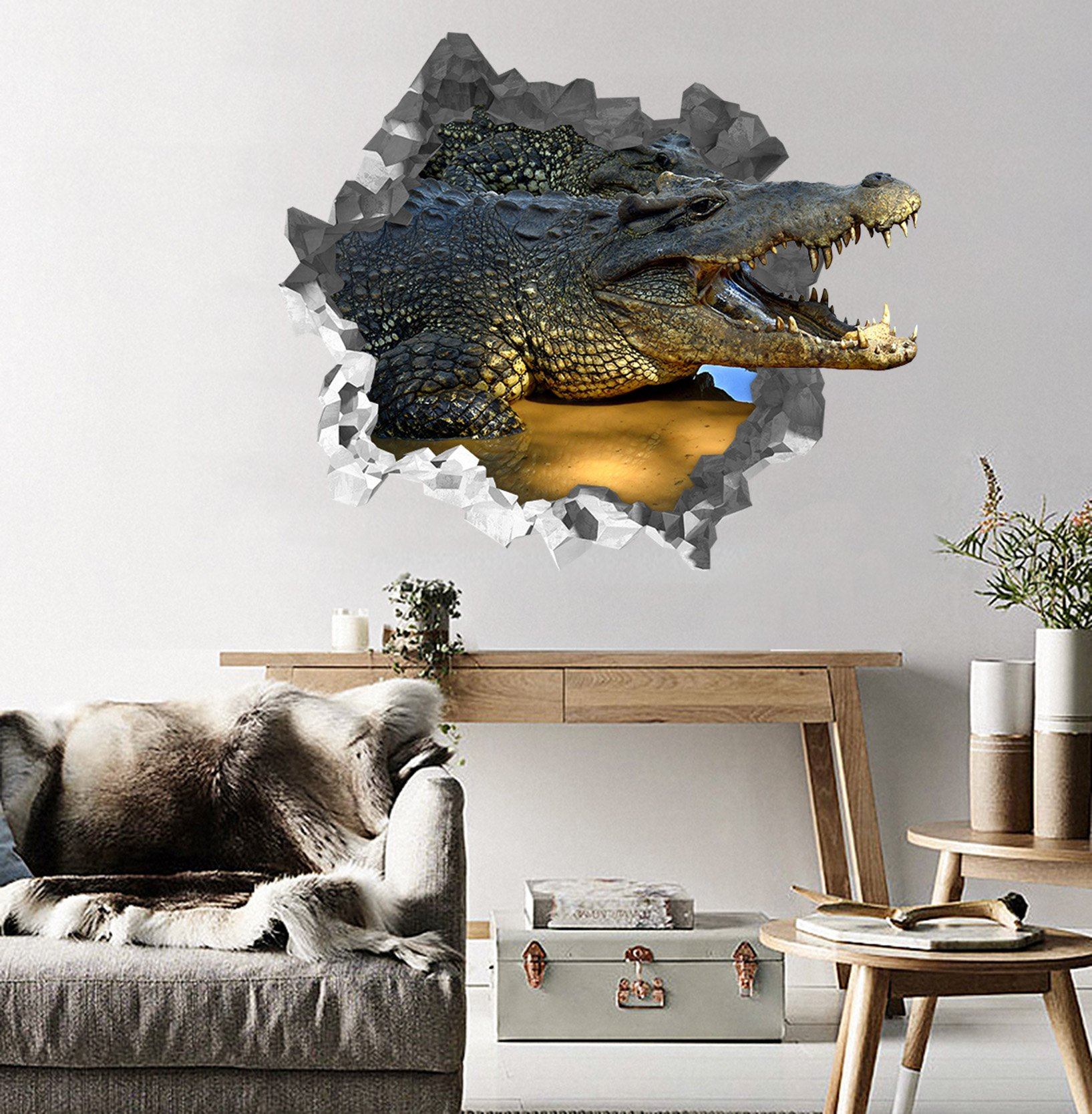 3D Big Crocodile 190 Broken Wall Murals Wallpaper AJ Wallpaper 