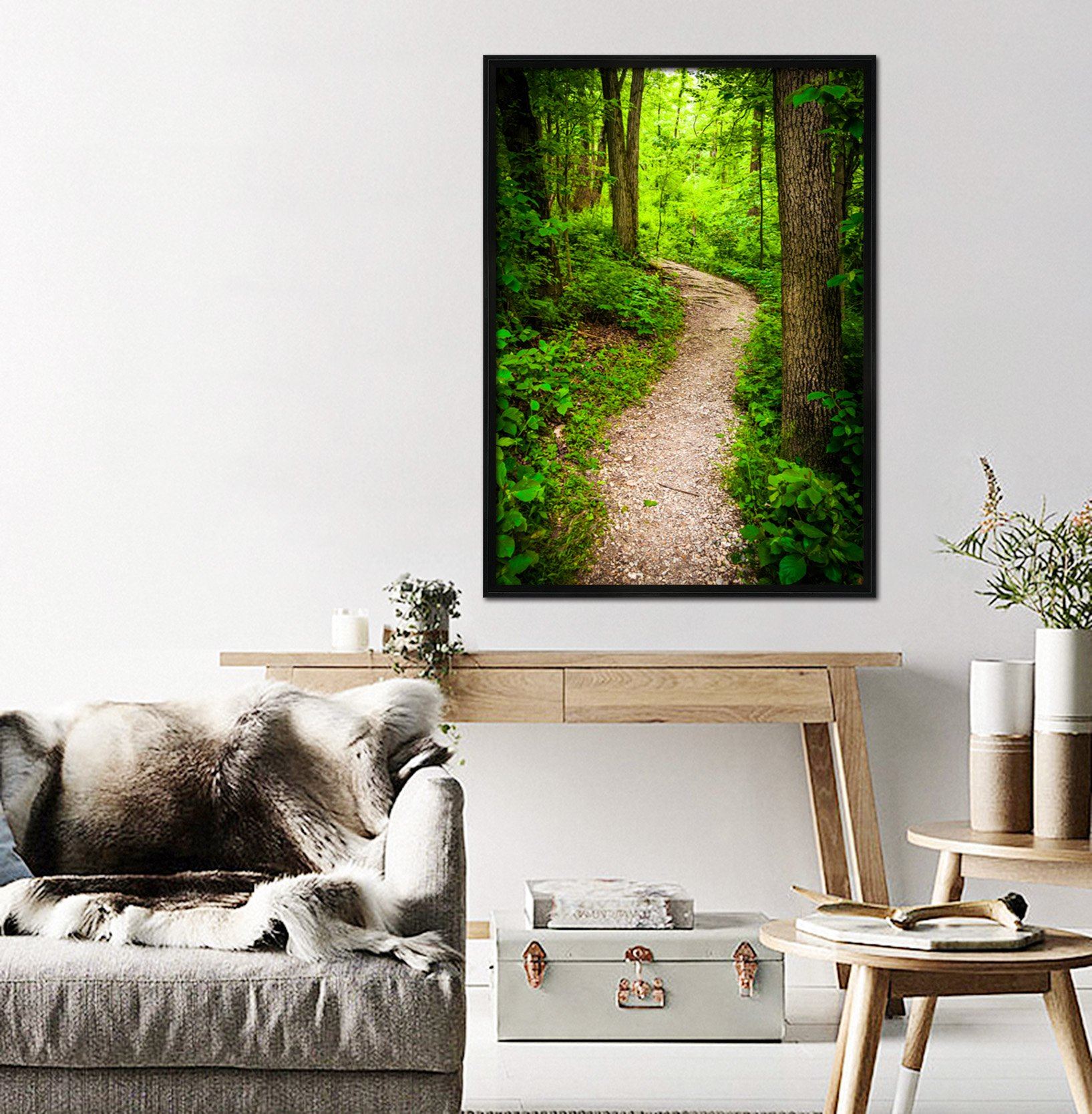 3D Forest Trail 109 Fake Framed Print Painting Wallpaper AJ Creativity Home 