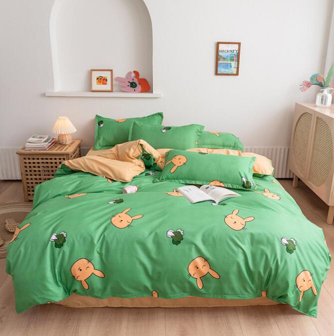 3D Green Background Rabbit 13158 Bed Pillowcases Quilt