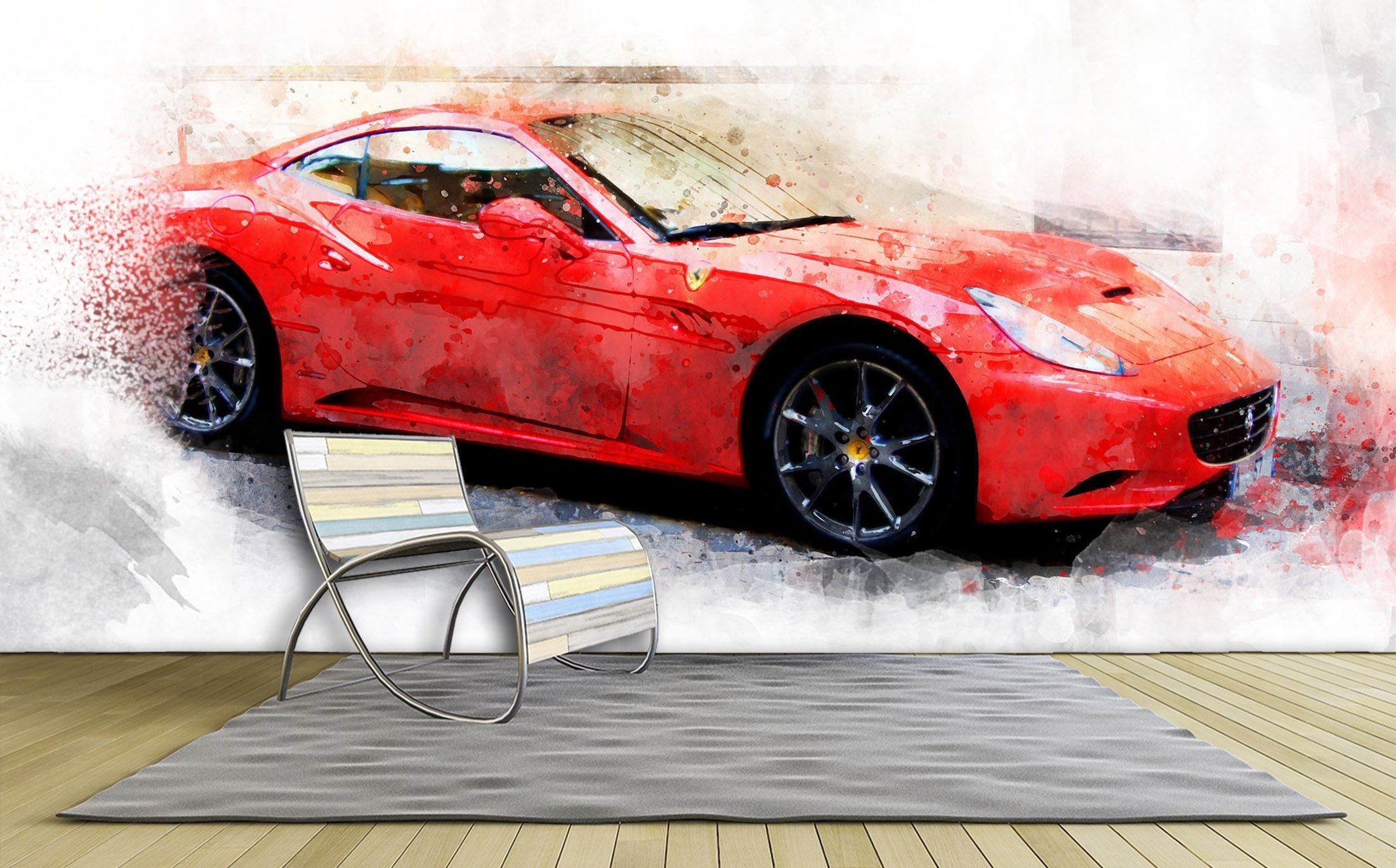 3D Red Car 945 Vehicle Wall Murals Wallpaper AJ Wallpaper 2 