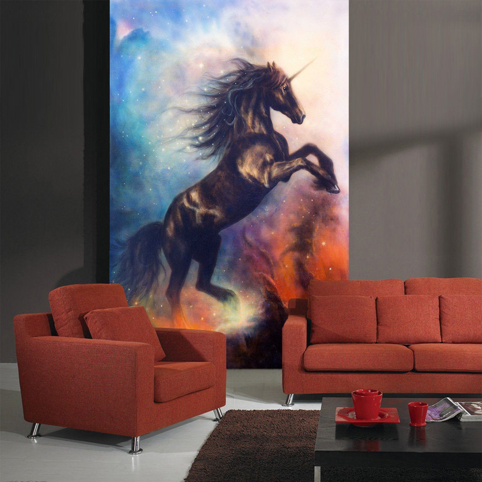 3D Star Black Unicorn 349 Wallpaper AJ Wallpaper 