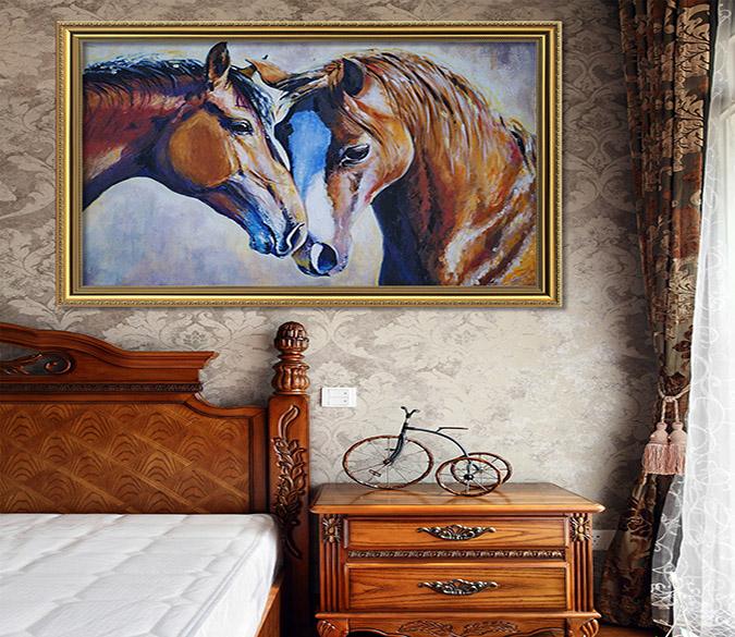 3D Horse Close 065 Fake Framed Print Painting Wallpaper AJ Creativity Home 