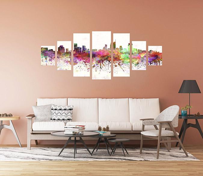 3D Colorful City 141 Unframed Print Wallpaper Wallpaper AJ Wallpaper 