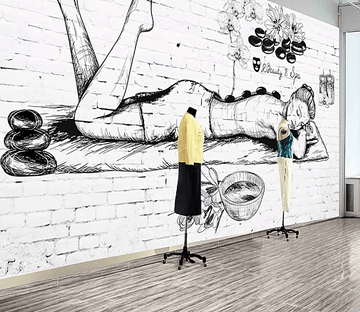 3D Graffiti Woman Lunch Break 131 Wallpaper AJ Wallpaper 2 