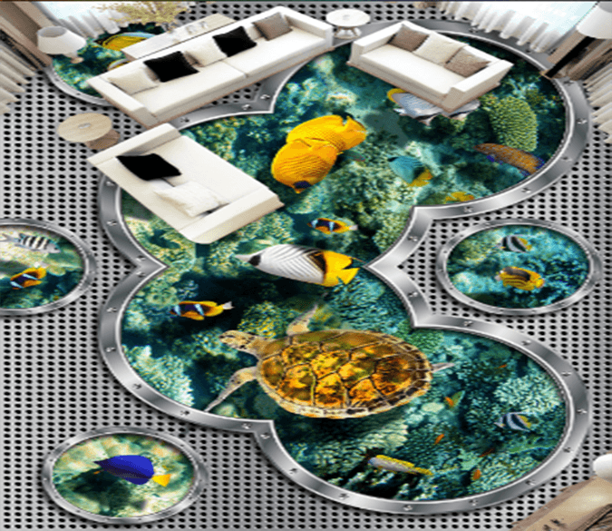 3D Turtle Fish 067 Floor Mural Wallpaper AJ Wallpaper 2 
