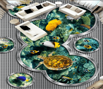 3D Turtle Fish 067 Floor Mural Wallpaper AJ Wallpaper 2 