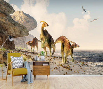 3D Seaside Dinosaur Stone 212 Wallpaper AJ Wallpaper 