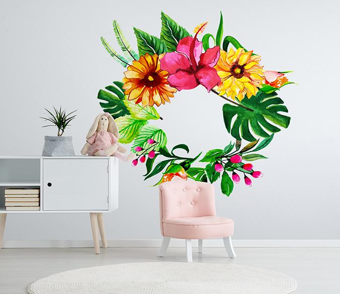 3D Red Garland Green Leaf 273 Wall Stickers Wallpaper AJ Wallpaper 