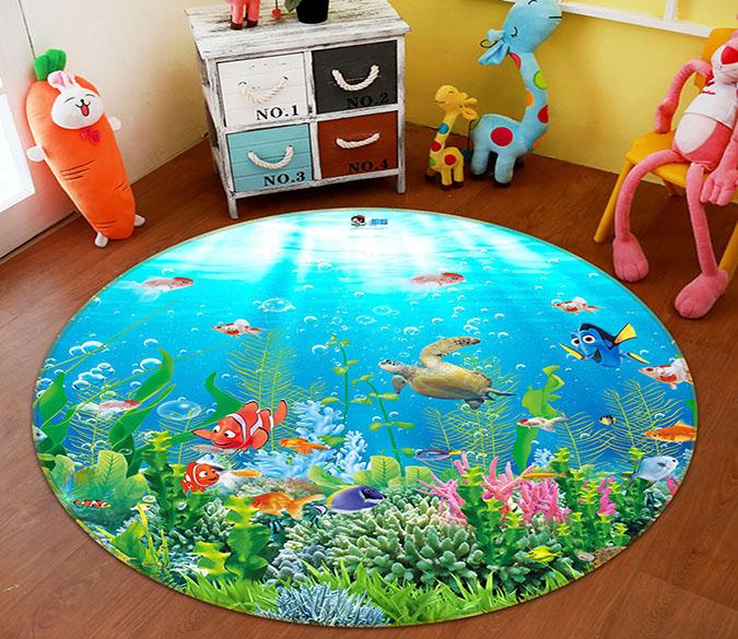 3D Turtle Bubble 043 Round Non Slip Rug Mat Mat AJ Creativity Home 