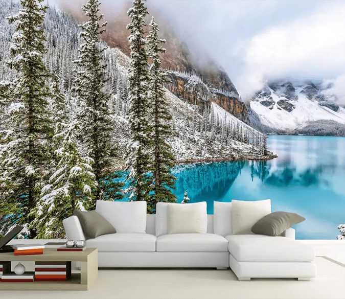 3D Snow Tree River 1061 Wallpaper AJ Wallpaper 2 